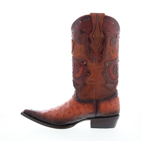 Los Altos 3X Toe Ostrich 95FD0357 Mens Brown Wide Cowboy Western Boots