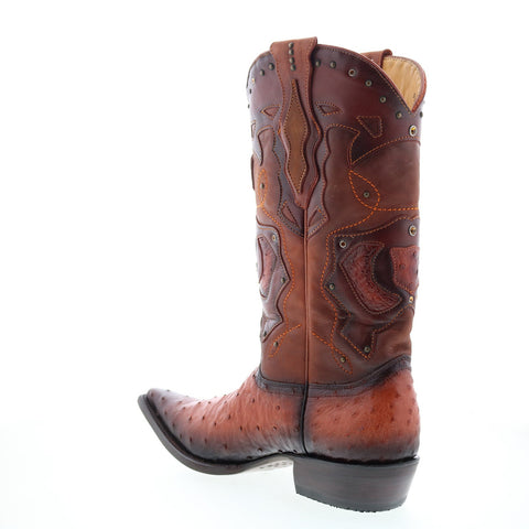 Los Altos 3X Toe Ostrich 95FD0357 Mens Brown Wide Cowboy Western Boots