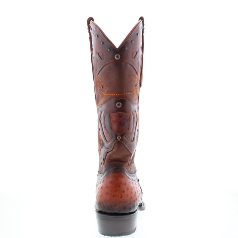 Los Altos 3X Toe Ostrich 95FD0357 Mens Brown Wide Cowboy Western Boots