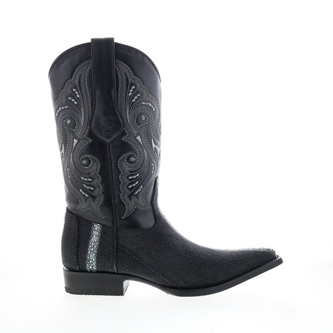 Los Altos 3X Toe Stingray Rowstone Mens Black Wide Cowboy Western Boots
