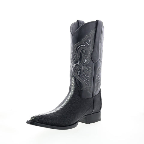Los Altos 3X Toe Stingray Rowstone Mens Black Wide Cowboy Western Boots
