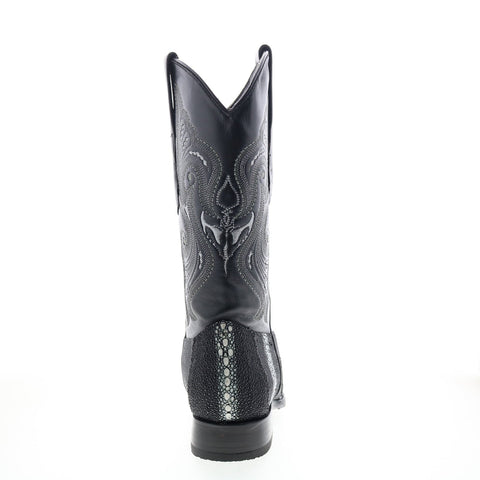 Los Altos 3X Toe Stingray Rowstone Mens Black Wide Cowboy Western Boots