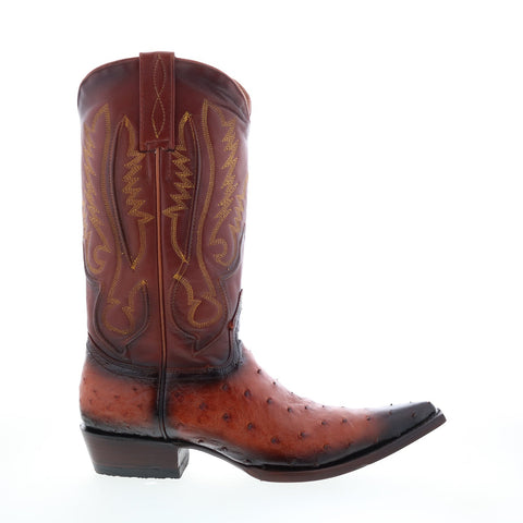Los Altos 3X Toe Ostrich 95V0357 Mens Brown Wide Cowboy Western Boots