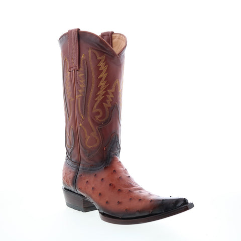 Los Altos 3X Toe Ostrich 95V0357 Mens Brown Wide Cowboy Western Boots