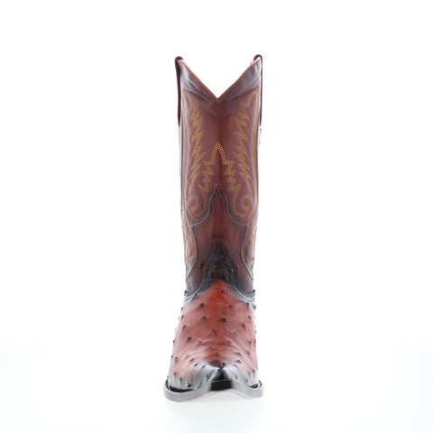Los Altos 3X Toe Ostrich 95V0357 Mens Brown Wide Cowboy Western Boots