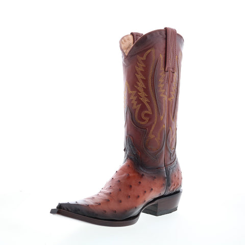 Los Altos 3X Toe Ostrich 95V0357 Mens Brown Wide Cowboy Western Boots