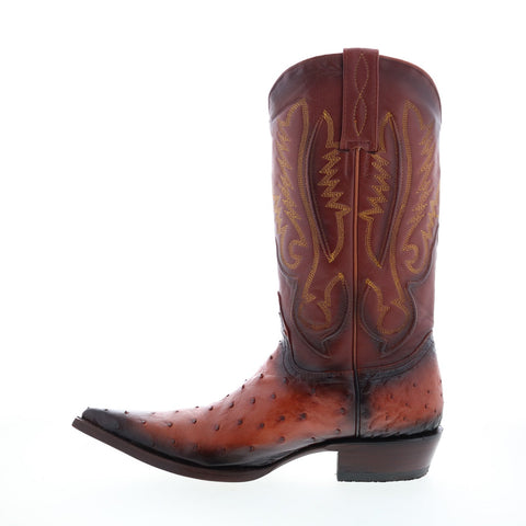 Los Altos 3X Toe Ostrich 95V0357 Mens Brown Wide Cowboy Western Boots