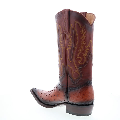 Los Altos 3X Toe Ostrich 95V0357 Mens Brown Wide Cowboy Western Boots