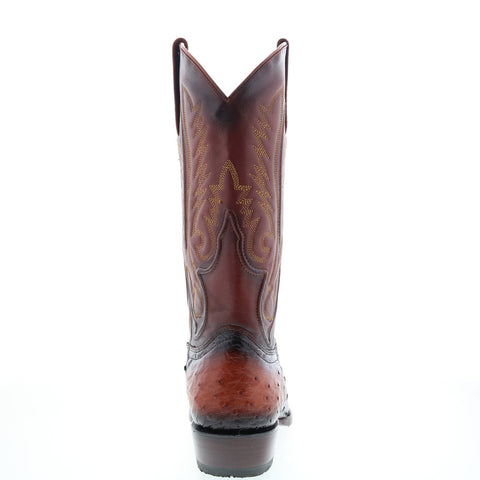 Los Altos 3X Toe Ostrich 95V0357 Mens Brown Wide Cowboy Western Boots