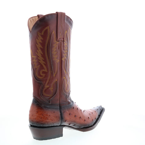 Los Altos 3X Toe Ostrich 95V0357 Mens Brown Wide Cowboy Western Boots