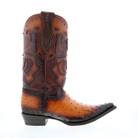 Los Altos 3X Toe Ostrich 95VF0301 Mens Brown Wide Cowboy Western Boots