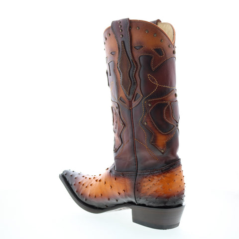 Los Altos 3X Toe Ostrich 95VF0301 Mens Brown Wide Cowboy Western Boots