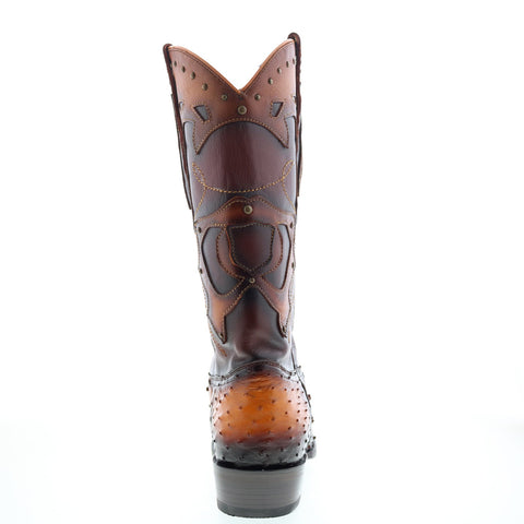 Los Altos 3X Toe Ostrich 95VF0301 Mens Brown Wide Cowboy Western Boots