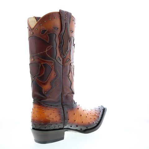 Los Altos 3X Toe Ostrich 95VF0301 Mens Brown Wide Cowboy Western Boots