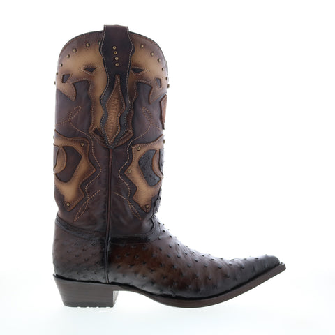 Los Altos 3X Toe Ostrich 95VF0316 Mens Brown Extra Wide Cowboy Western Boots