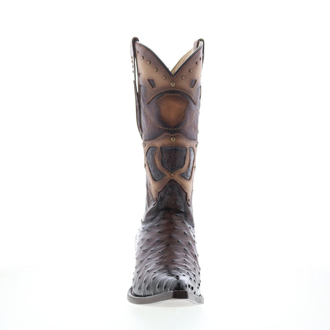 Los Altos 3X Toe Ostrich 95VF0316 Mens Brown Extra Wide Cowboy Western Boots