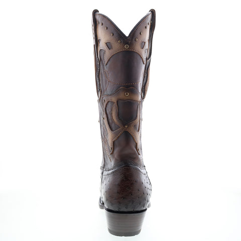 Los Altos 3X Toe Ostrich 95VF0316 Mens Brown Extra Wide Cowboy Western Boots