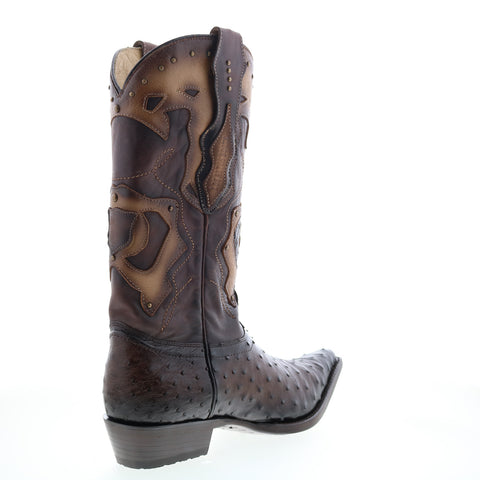 Los Altos 3X Toe Ostrich 95VF0316 Mens Brown Extra Wide Cowboy Western Boots