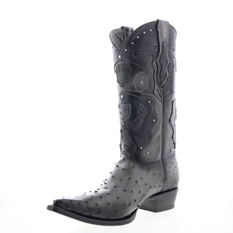 Los Altos 3X Toe Ostrich 95VF0338 Mens Gray Wide Cowboy Western Boots