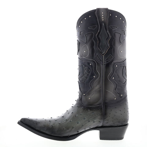 Los Altos 3X Toe Ostrich 95VF0338 Mens Gray Wide Cowboy Western Boots