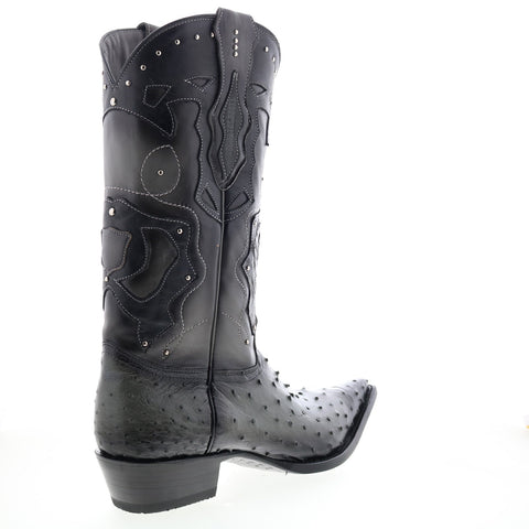 Los Altos 3X Toe Ostrich 95VF0338 Mens Gray Wide Cowboy Western Boots