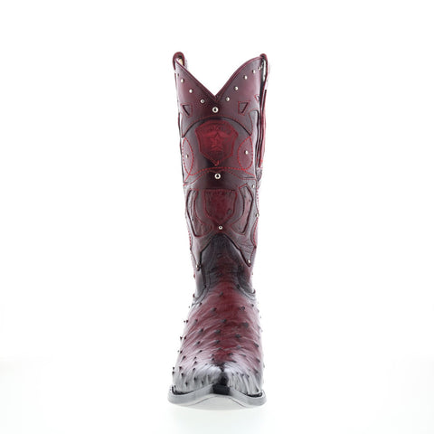 Los Altos 3X Toe Ostrich 95VF0343 Mens Burgundy Wide Cowboy Western Boots