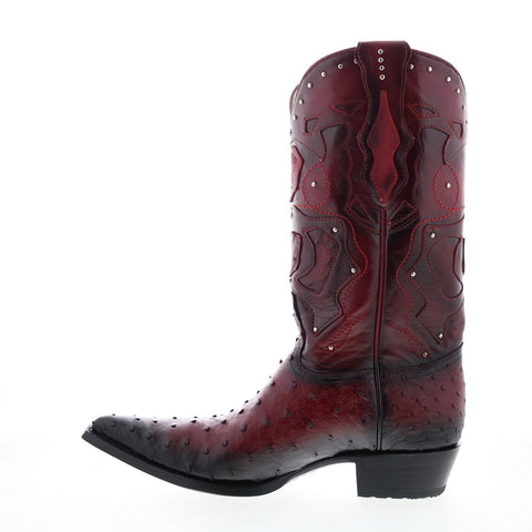 Los Altos 3X Toe Ostrich 95VF0343 Mens Burgundy Wide Cowboy Western Boots