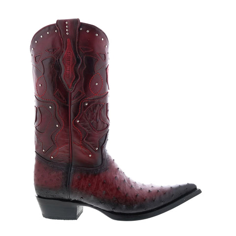Los Altos 3X Toe Ostrich 95VF0343 Mens Burgundy Wide Cowboy Western Boots