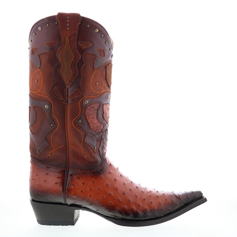 Los Altos 3X Toe Ostrich 95VF0357 Mens Brown Wide Cowboy Western Boots