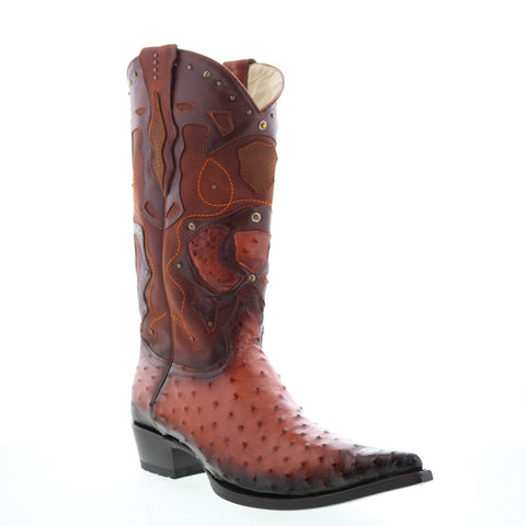 Los Altos 3X Toe Ostrich 95VF0357 Mens Brown Wide Cowboy Western Boots