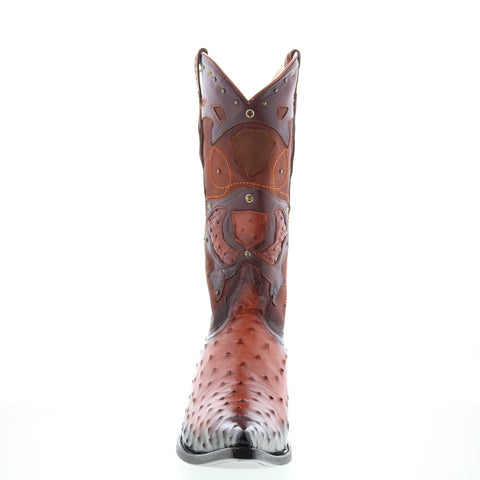 Los Altos 3X Toe Ostrich 95VF0357 Mens Brown Wide Cowboy Western Boots