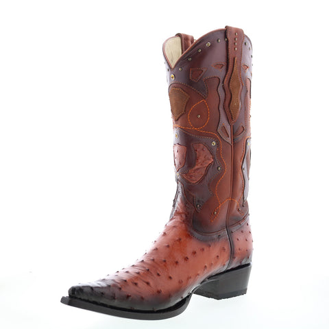 Los Altos 3X Toe Ostrich 95VF0357 Mens Brown Wide Cowboy Western Boots