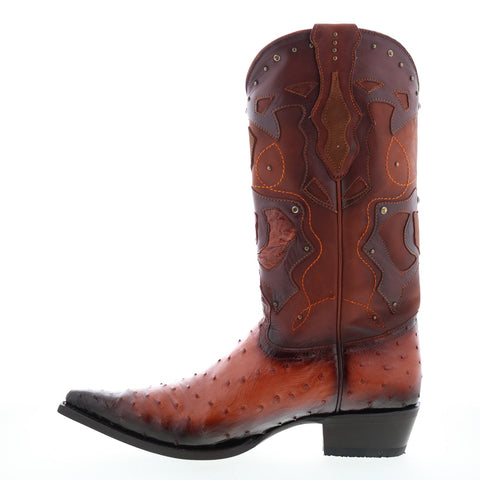 Los Altos 3X Toe Ostrich 95VF0357 Mens Brown Wide Cowboy Western Boots