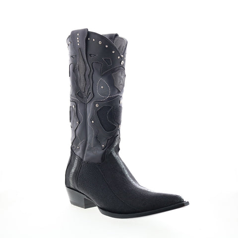 Los Altos 3X Toe Stingray Rowstone Mens Black Wide Cowboy Western Boots