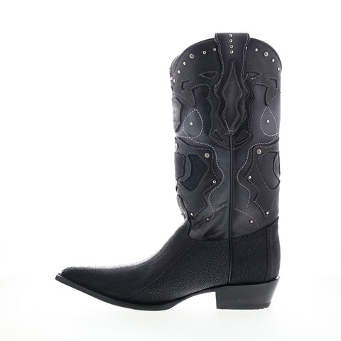 Los Altos 3X Toe Stingray Rowstone Mens Black Wide Cowboy Western Boots