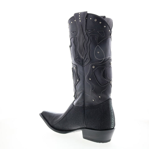 Los Altos 3X Toe Stingray Rowstone Mens Black Wide Cowboy Western Boots