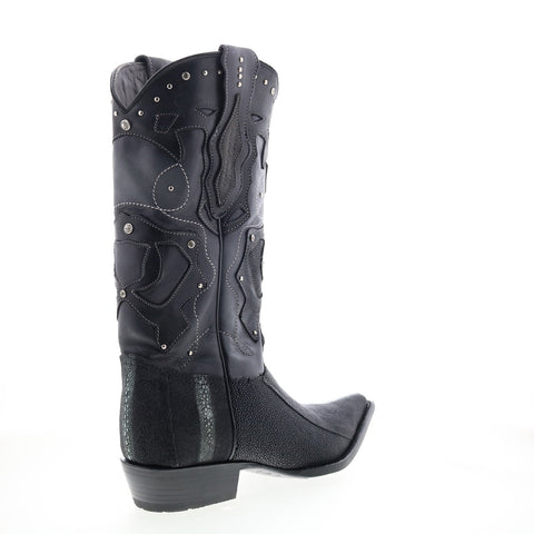 Los Altos 3X Toe Stingray Rowstone Mens Black Wide Cowboy Western Boots