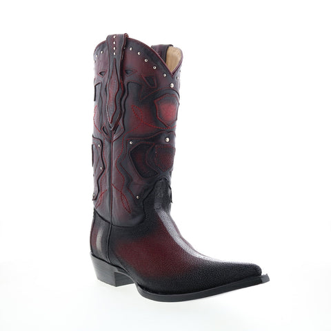 Los Altos 3X Toe Stingray Rowstone Mens Burgundy Wide Cowboy Western Boots