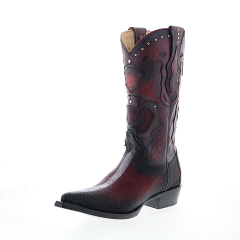 Los Altos 3X Toe Stingray Rowstone Mens Burgundy Wide Cowboy Western Boots