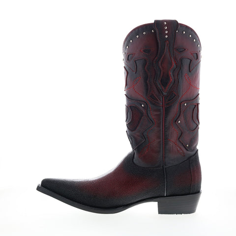 Los Altos 3X Toe Stingray Rowstone Mens Burgundy Wide Cowboy Western Boots