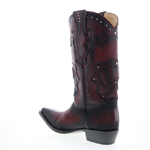 Los Altos 3X Toe Stingray Rowstone Mens Burgundy Wide Cowboy Western Boots