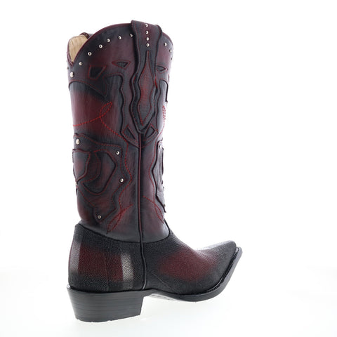 Los Altos 3X Toe Stingray Rowstone Mens Burgundy Wide Cowboy Western Boots