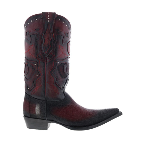 Los Altos 3X Toe Stingray Rowstone Mens Burgundy Wide Cowboy Western Boots