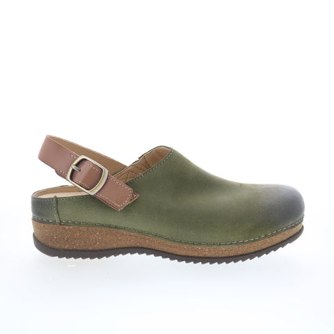 Dansko Merrin 9605-285300 Womens Green Leather Clogs Flats Shoes