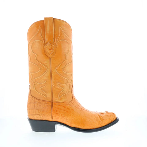 Wild West J-Toe Boots Caiman Horn Mens Brown Wide Cowboy Western Boots