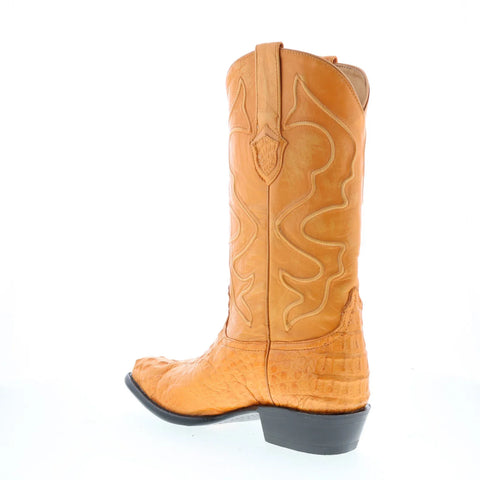 Wild West J-Toe Boots Caiman Horn Mens Brown Wide Cowboy Western Boots
