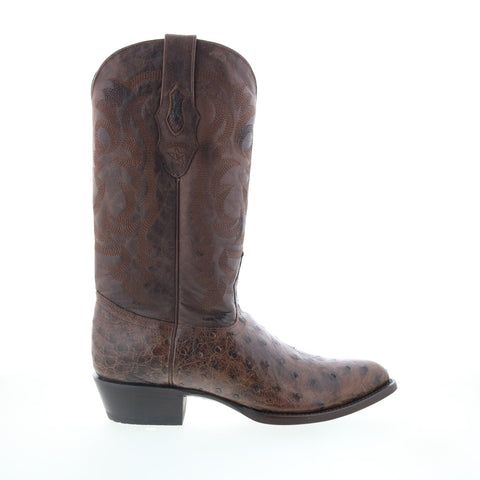 Los Altos J-Toe Ostrich 990307 Mens Brown Wide Leather Cowboy Western Boots