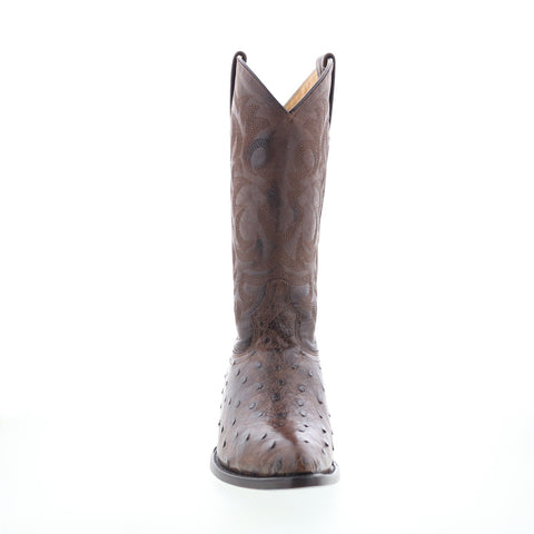 Los Altos J-Toe Ostrich 990307 Mens Brown Wide Leather Cowboy Western Boots