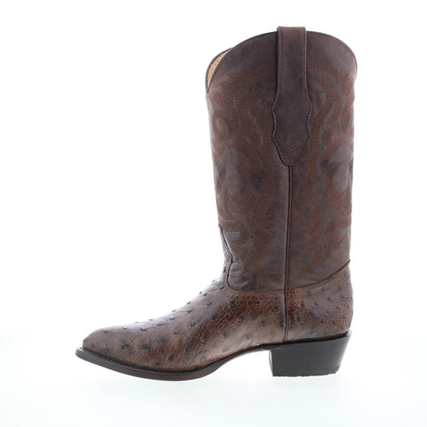 Los Altos J-Toe Ostrich 990307 Mens Brown Wide Leather Cowboy Western Boots
