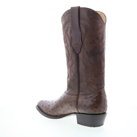 Los Altos J-Toe Ostrich 990307 Mens Brown Wide Leather Cowboy Western Boots